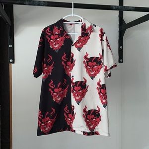 Graphic Devil Monogram Short Sleeve Button Down